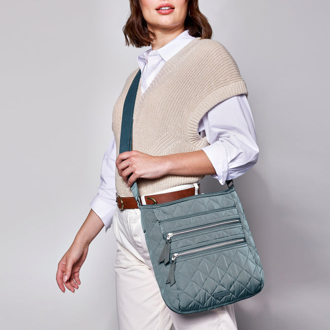 Triple Zip Hipster Crossbody Bag