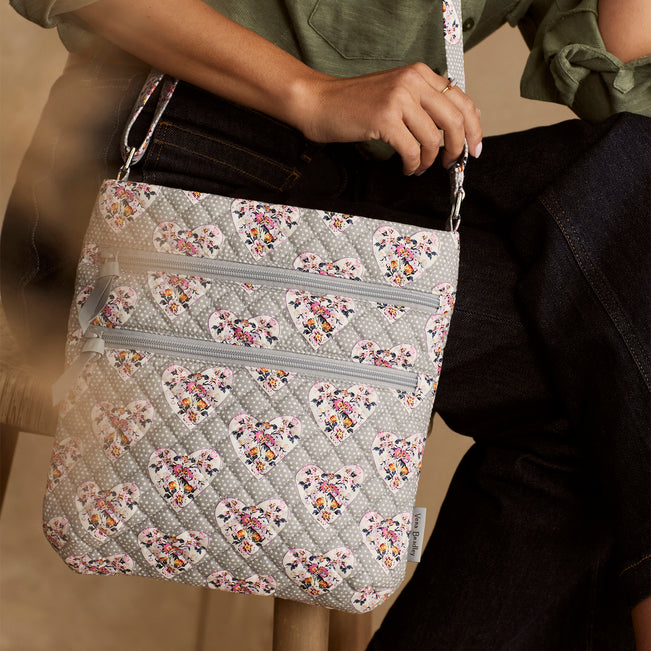 Triple Zip Hipster Crossbody Bag