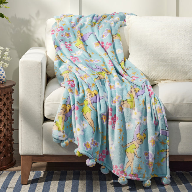 Disney Plush Throw Blanket with Pom-Poms