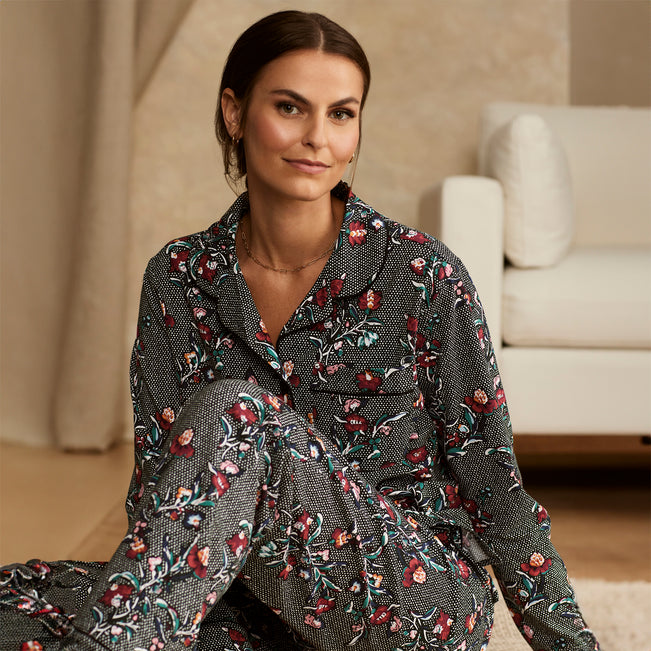 Long-Sleeved Button Pajama Top