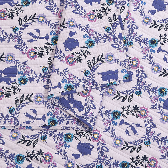 Belle Floral Cameos Quilt Set, Full - Queen