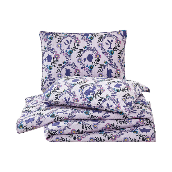 Belle Floral Cameos Quilt Set, Full - Queen
